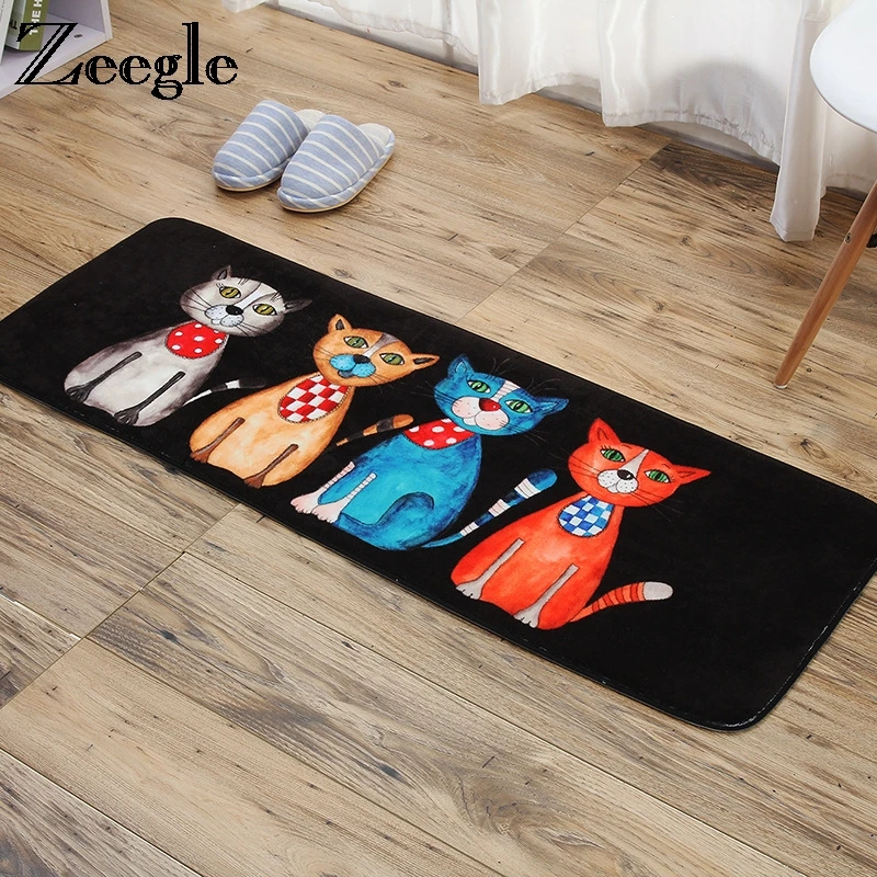 

Zeegle Cartoon Animal Print Mats For The Hallway Anti-slip Floor Mats For Kitchen Child Room Rug Bedroom Carpet Bedside Mats
