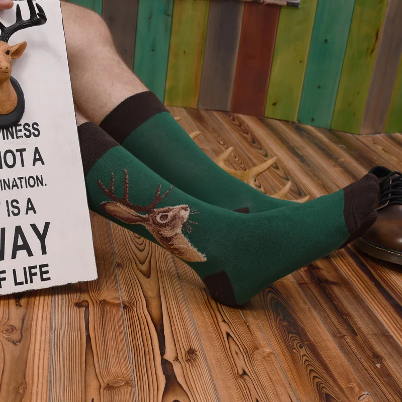 Moda Mulaya New Brand Quality Men's Happy Socks Men Animal Pattern Shark Cat Dog Cute Harajuku Male Novelty Funny Socks for Man