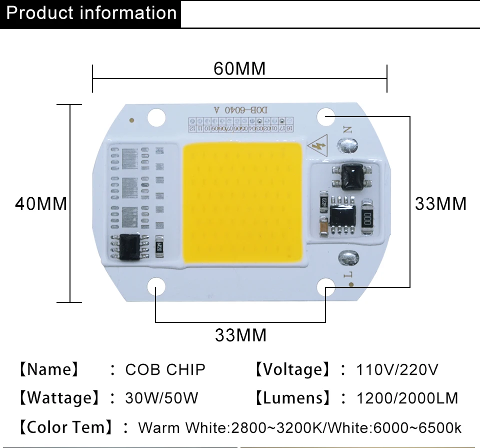 10 шт. светодио дный COB свет лампы AC220V 110 В 30 Вт 50 Вт Integrated светодио дный лампа с смарт-ic драйвер DIY Spotlight открытый сад прожектор