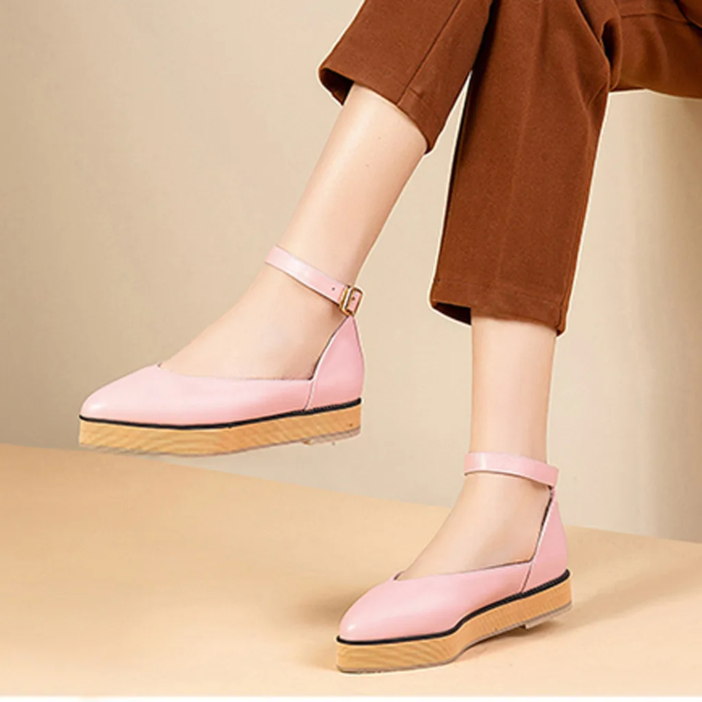 Schoenen vrouw/Женская обувь на плоской платформе; повседневная обувь с острым носком на толстой подошве; женские пляжные сандалии в римском стиле; sapato feminino;#4