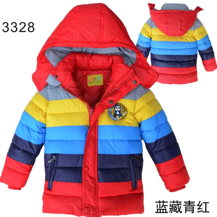 С русской зимы; детские куртки; теплое пуховое пальто для мальчиков и девочек; детская верхняя одежда; пальто; одежда в полоску для малышей; теплая одежда - Цвет: red