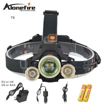 

AloneFire HP97 8000LM t6 LED lighting headlamp XML-T6+2R5 3LED hedalight led head lamp led night light+battery+charger