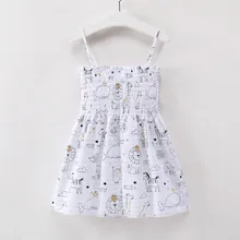 Г. Летние детские вечерние платья с рюшами новая одежда для малышей крутое детское повседневное свободное платье с принтом слона, жирафа, слона