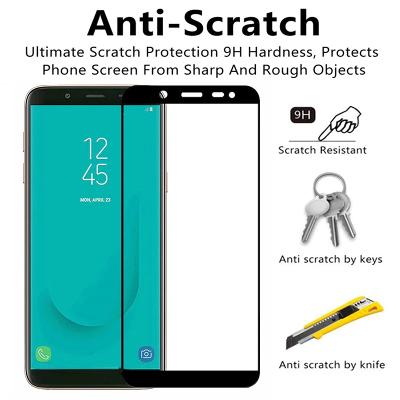 3D Защитное стекло для Samsung A7 2018 A6 Plus полное покрытие закаленное на Galaxy J6 J8 защита