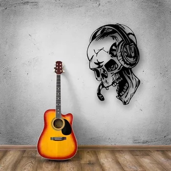 

New Creative Art Gamer Wall Stickers Vinyl Skull Music Headphones Decal Video Game Home Decoration Wall Paper