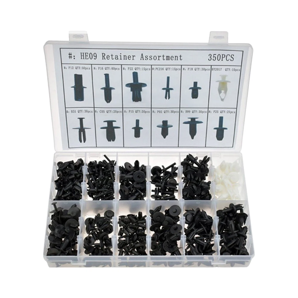 

350PCS Auto Fastener Kit Car Universal Plastic Nylon Fixing Clip Rivet for BMW/Mazda/VW/Benz Door Panels Retainer Fender Liner