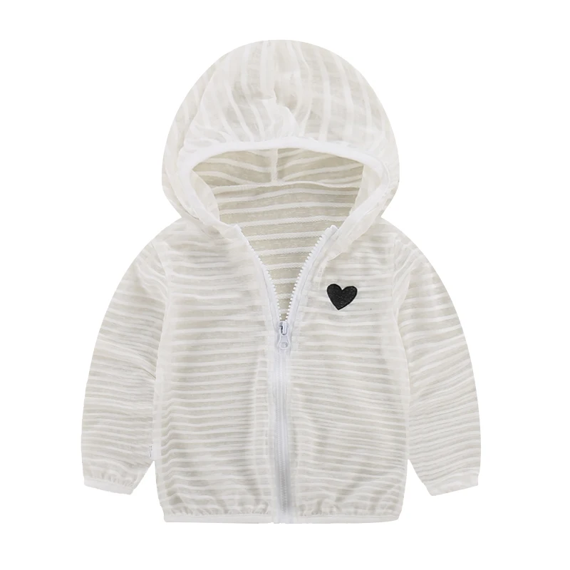 

Summer Striped Hooded Sun Protective Children UV Protection Qucik Dry Summer Coat Ventilate Sun Proof Clothes