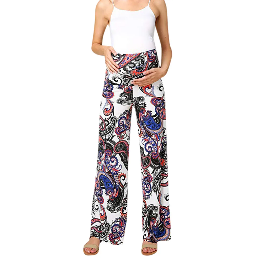 

MUQGEW Maternity Pants For Pregnant Women's Floral Easy Pants Pregnancy Trousers Summer Maternity Nursing Pant Plus Size 2019