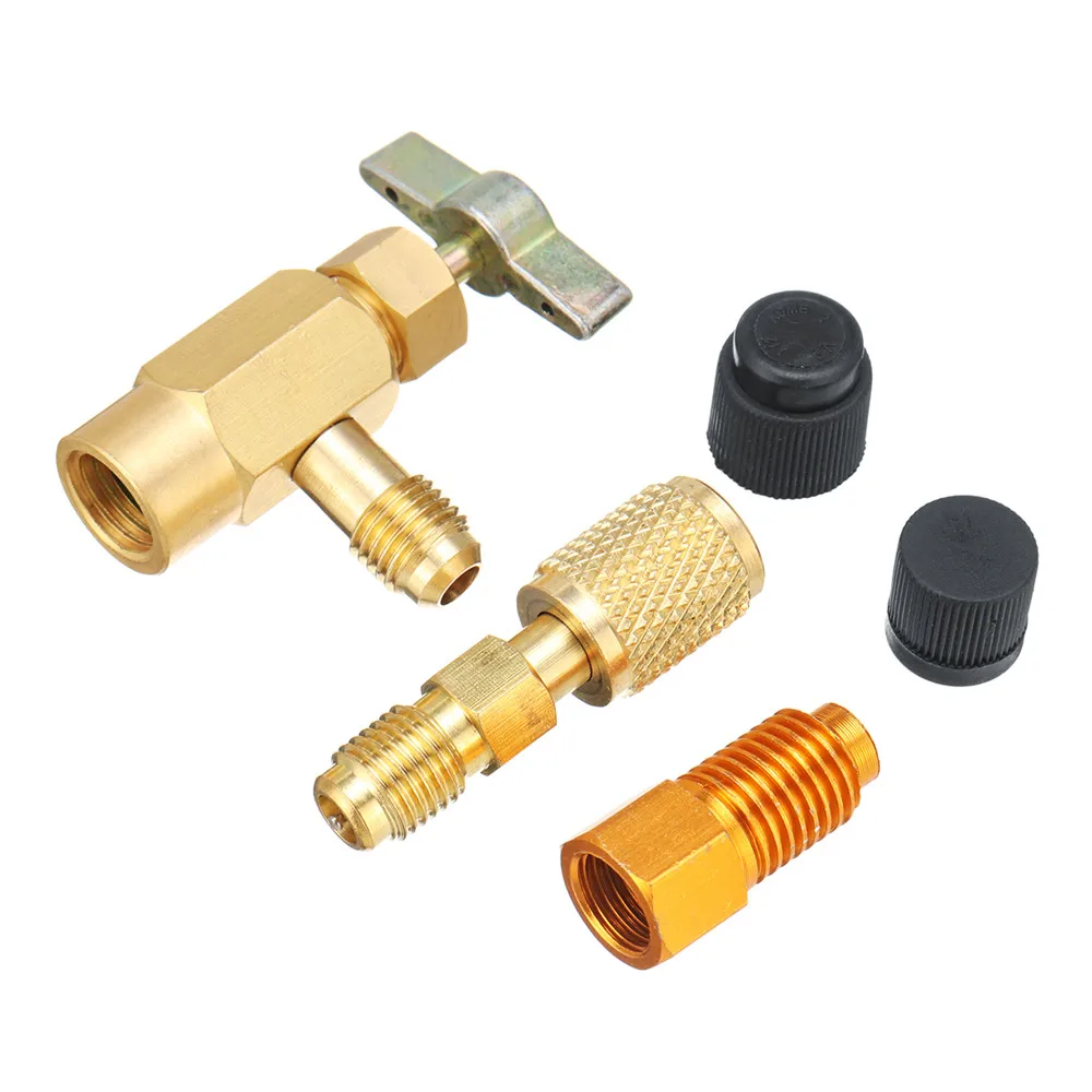 

5pcs R134a R12 Special Can Tap Adapter Fittings Kit for 1/4 SAE 1/2 Inch ACME LH for R1234yf Charging Hose R134a Cap Valve Kit