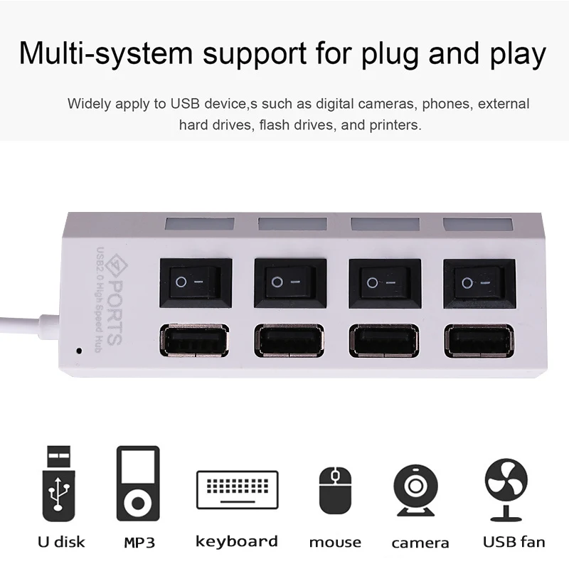 4 порта микро usb хаб высокоскоростной разветвитель 480 Мбит/с USB 2 0 концентратор