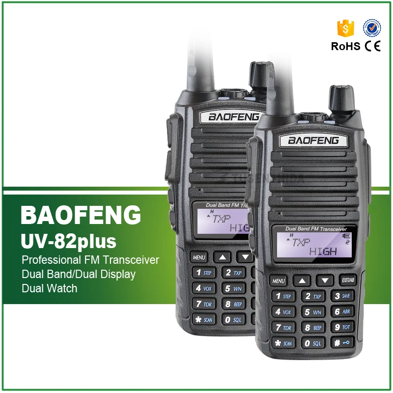 2PCS Original Tri-Power 8W/4W/1W Baofeng UV-82 plus VHF 136-174MHZ UHF 400-520MHZ Dual PTT Ham Portable Tranceiver 2PCS Original Tri-Power 8W/4W/1W Baofeng UV-82 plus VHF 136-174MHZ UHF 400-520MHZ Dual PTT Ham Portable Tranceiver