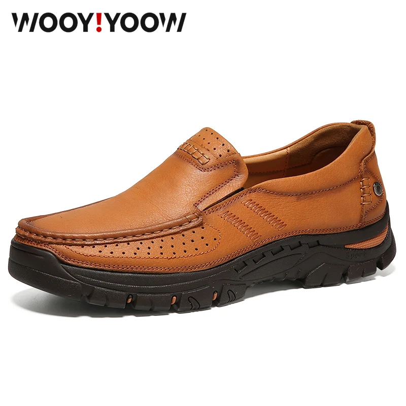 

WOOY!YOOW New Men's Shoes Men's Casual Booties Spring 2019 Soft Bottom Leather Increase Shoes Breathable Fashion Business Shoes