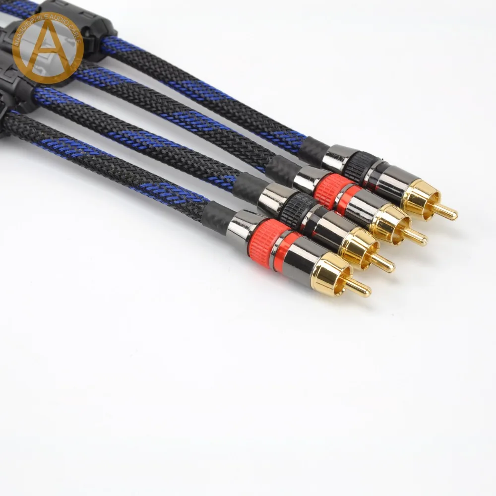 Hifi RCA Cable 4N OFC RCA Interconnect Cable 2RCA To 2RCA Male RCA Audio AV Cable Amplifier Preamplifier DAC Quad Ferrite Beads
