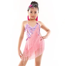 От 8 до 14 лет, детское платье для танцев, цельное детское платье для латинских танцев, платье с бахромой для девочек, бальное платье для латинских танцев для девочек