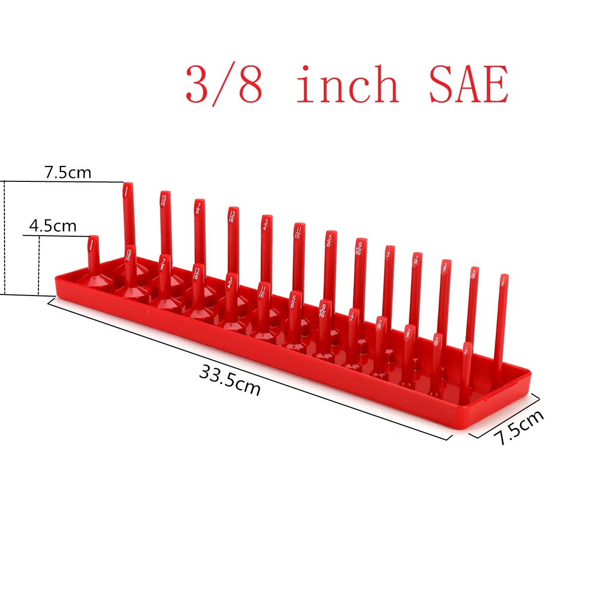 6 шт. пластиковый органайзер для розеток 1/2, 3/8, 1/4 дюйма, метрический черный+ 1/2, 3/8, 1/4 дюйма, метрический стандарт SAE, красный, глубокий, с размерами розеток
