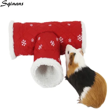 

Sqinans Hamster Tunnel Bed Cotton Berber Fleece Padded Three-ways Tunnel Nest Bed For Hamster Guinea Pig Rabbit Pet Tunnel Toys