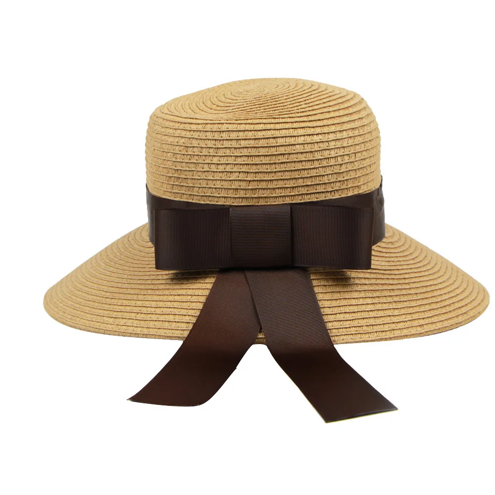 B Womail Hat 1PC Women Cap Spring And Summer Foldable Women Beach Sun Bowknot Caps Wide Brim Straw Hat Mar21 Dropship - Цвет: B