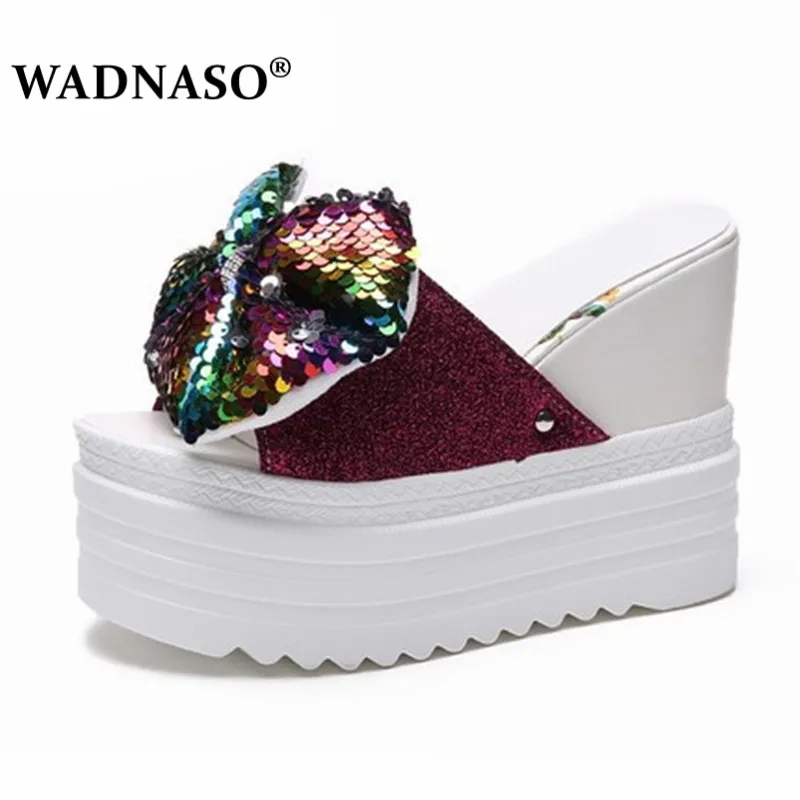 WADNASO/Летняя обувь женская на платформе тапочка 12 см каблуке zapatos mujer женские