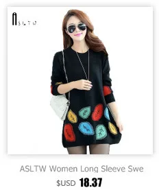 ASLTW женский свитер с длинным рукавом платье Новая Осенняя мода средней длины с круглым вырезом свитер плюс размер женский пуловер платье