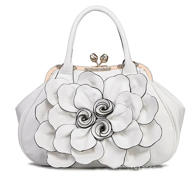 Летающие птицы дизайнерские женские сумки 3D цветок высокое качество кожаная сумка женская большая сумка на плечо сумки-мессенджеры LM3515fb - Цвет: white handbag