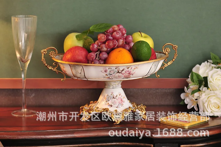 Французская керамика медная фруктовая чаша мягкая мебель Вилла роскошный журнальный столик украшения аксессуары для дома медный высокий темп