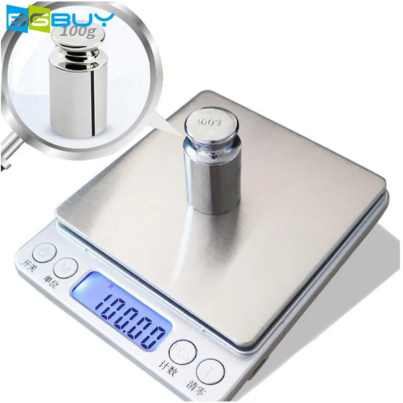 

LCD Kitchen Food Digital Scale Mini Pocket Stainless Steel Precision Electronic Balance Weight Scales 0.1g/0.01g