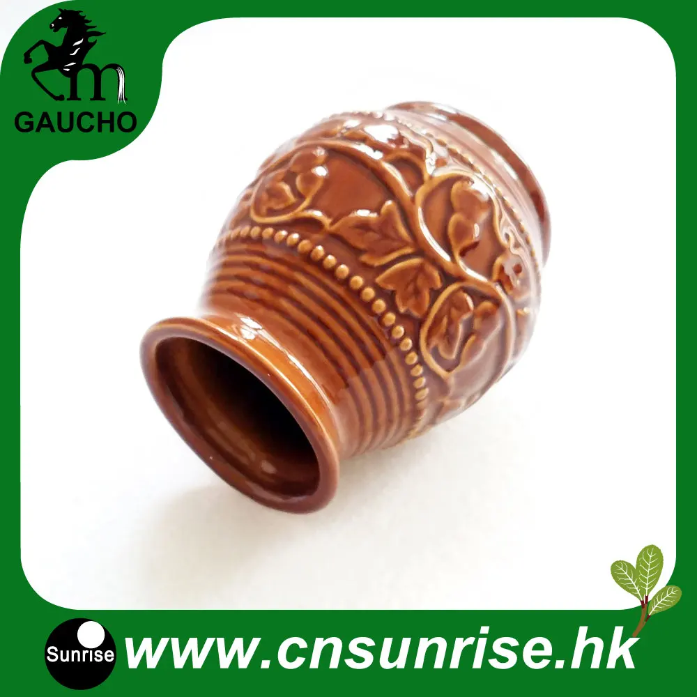 24 шт./партия, paragay Yerba mate Gourds Calabash керамические чашки Calabaza с выдавливающим узором Calabash, горячая Распродажа, MT002-250B