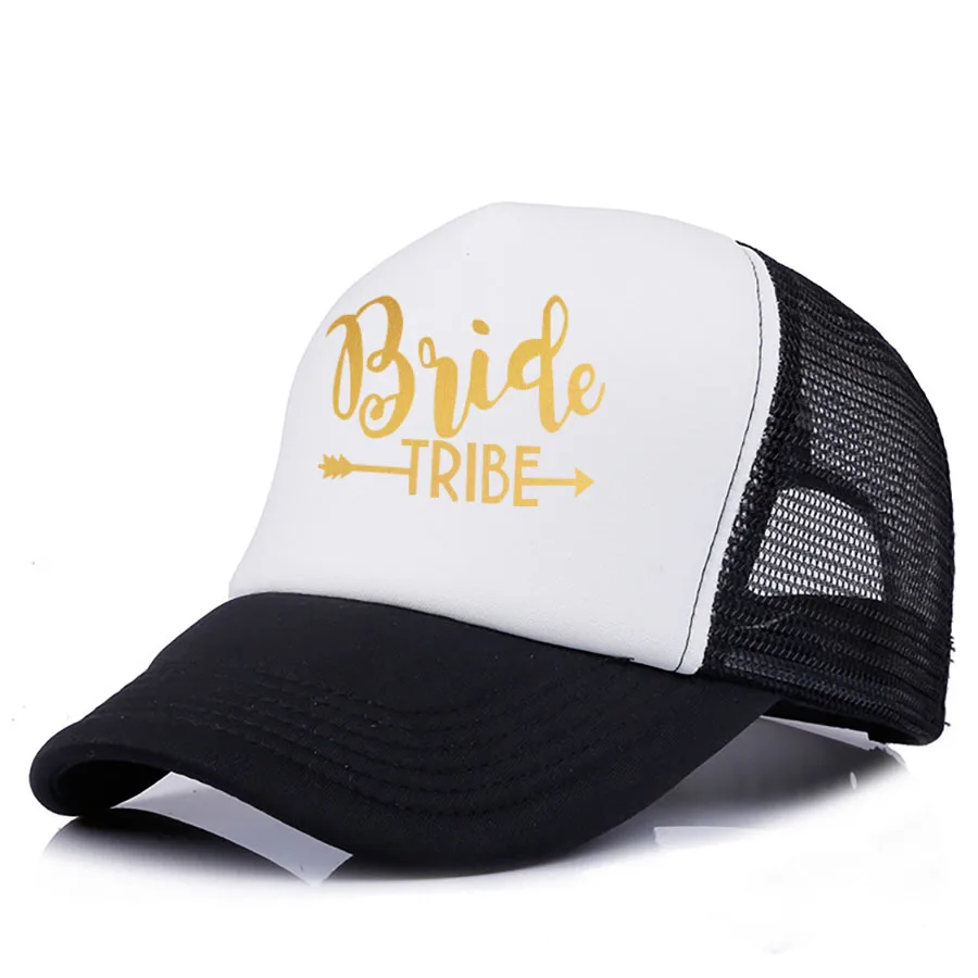 Невеста и команда надпись «Bride Tribe» Бейсбол Кепки Регулируемый Повседневное однотонные Цвет бейсболки с надписью Летняя шляпка шапочка для подружек невесты - Цвет: black bride tribe 2