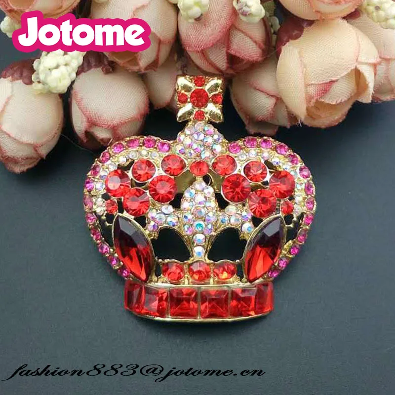 

large Jewelry elegant Tiara red rhinestone crown brooch and Embellishment Princess Queen Royal crown pins