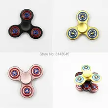 Капитан Америка цинковый сплав Непоседа ручной Спиннер для пальцев Спиннер Игрушка фокус три Спиннер для пальца, гироскоп Torq детская игрушка для подарка