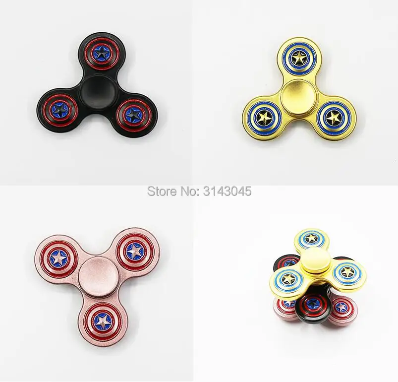 

Captain America Zinc Alloy Fidget Hand Spinner Finger Spinner Toy Focus Tri Spinner Fingertip Gyro Torq Toy Child Gift