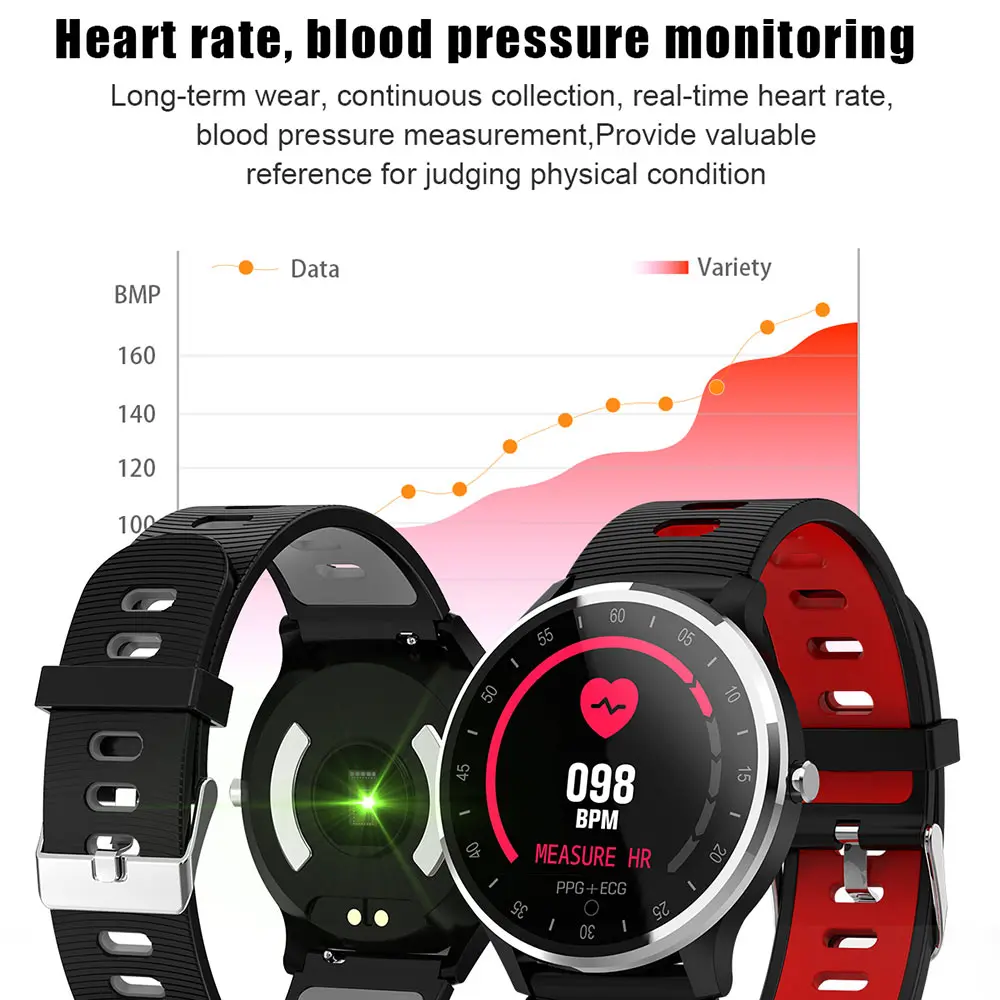 New A9 Smart Watch Racket Screen ECG Heart Rate Blood Pressure IP67 Waterproof Message Push Bracelet for Android iOS
