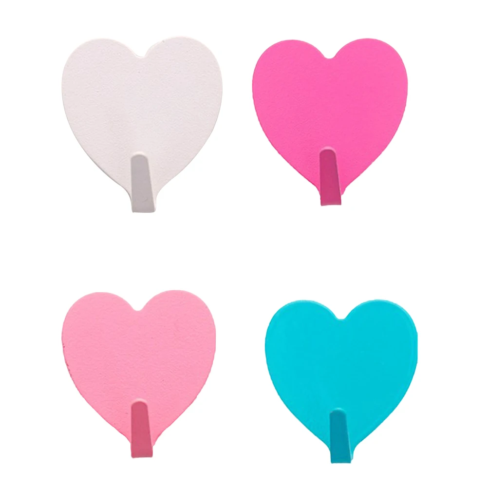 4pcs Convenient Wall Hook Iron Heart Shape Romantic Adhesive Kitchen Clean Children Room Door Hot Sell