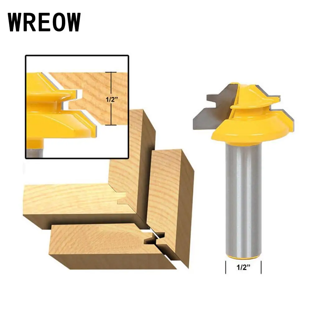 

1/2'' Shank 45 Degree Lock Miter Router Bit Tenon Cutter Milling Cutters For Wood Cutter Woodworking Tools trimming