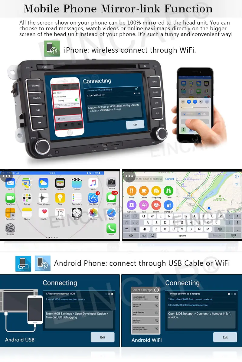 Perfect Android 6.0 Quad Core Car DVD Radio Stereo GPS Navi For VW Volkswagen+CANBUS+CAM 5