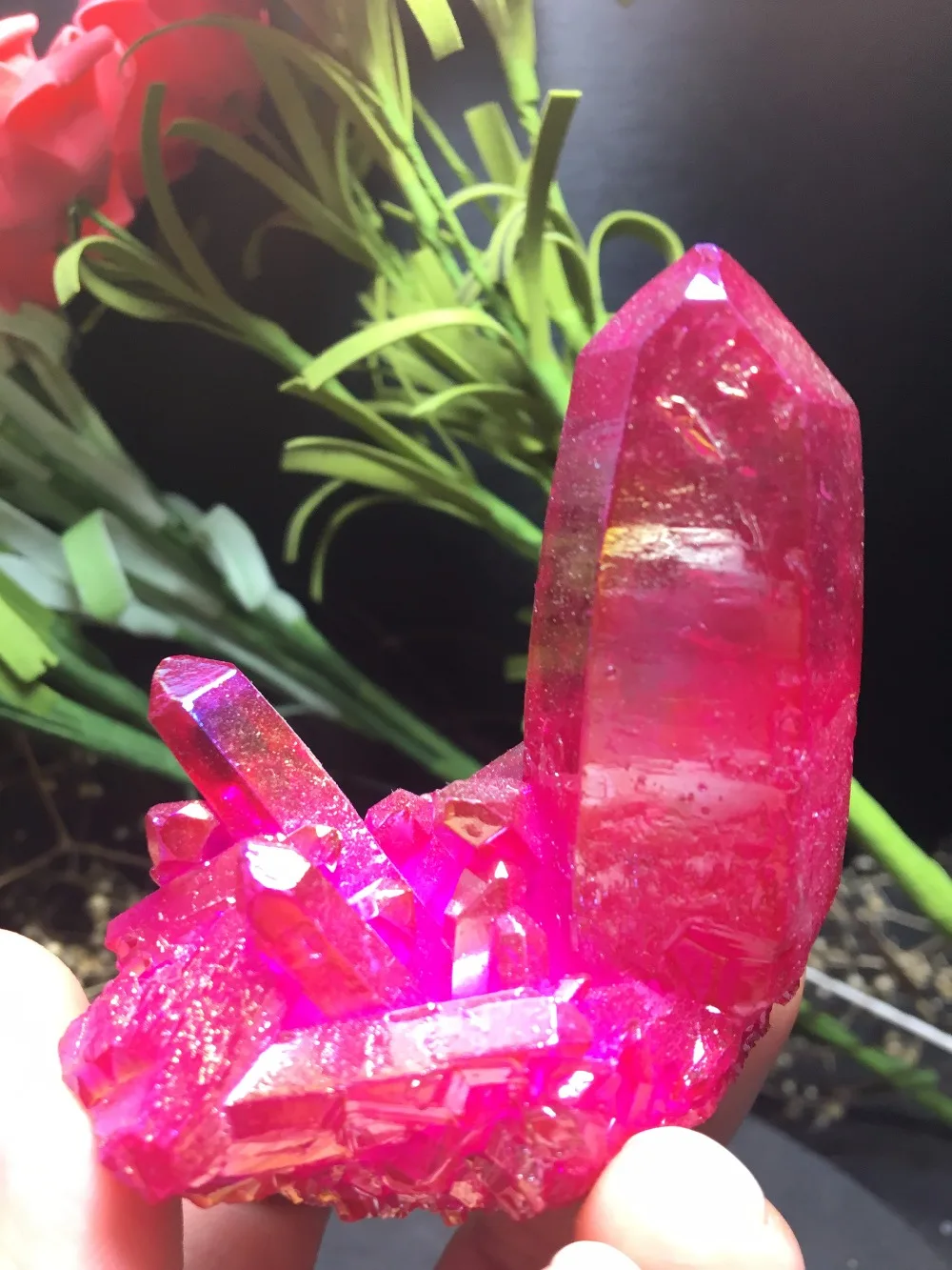 

PRETTY Aura Quartz Crystal Bismuth Titanium Silicon Clusters SPECIMEN