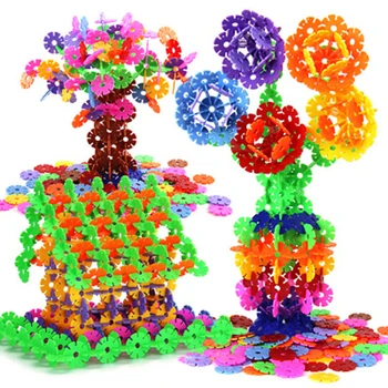 

300-1200Pcs 3D Big Size Multicolor Puzzle Jigsaw Plastic Snowflake Building Blocks Building Model Puzzle Educational Toys