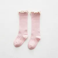 Lawadka Kid Princess Girls Socks Children's Knee High Socks with Lace Baby Leg Warmers Cotton Spring Style 3