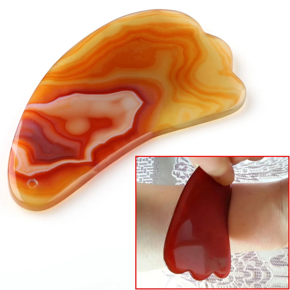 Натуральный агат guasha Carnelian Gua Sha пластины доска тела и инструмент для массажа лица