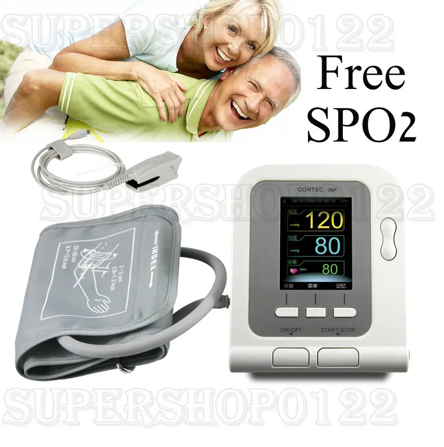 CE FDA CONTEC08A Digital Blood NIBP Monitor+Adult Cuff+Adult SpO2 Probe diagnostic-tool oximetroblood pressure medicaL