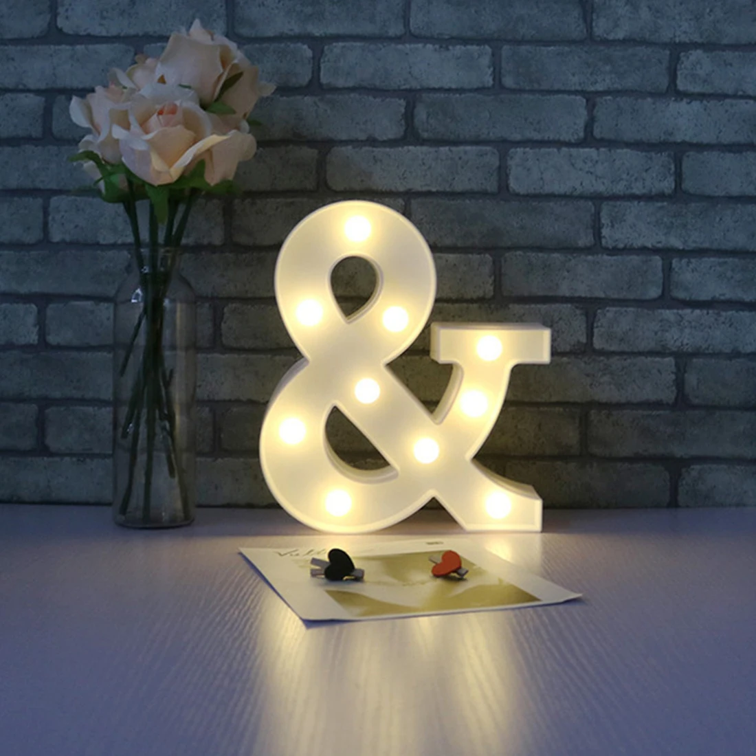 Свадебная декоративная лампа для дня рождения, пластиковый светодиодный креативный светильник 0,6 Вт 22 см 3D 26 белый светодиодный знак маркиза