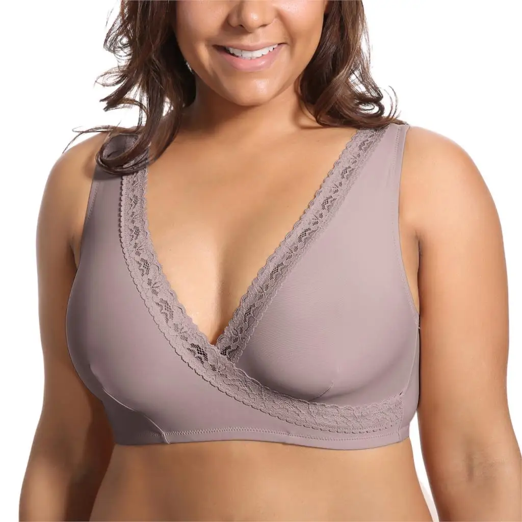 

Women's Soft Cup No Padded Wirefree Sleep Comfort Support Plus Size Lace Bra
