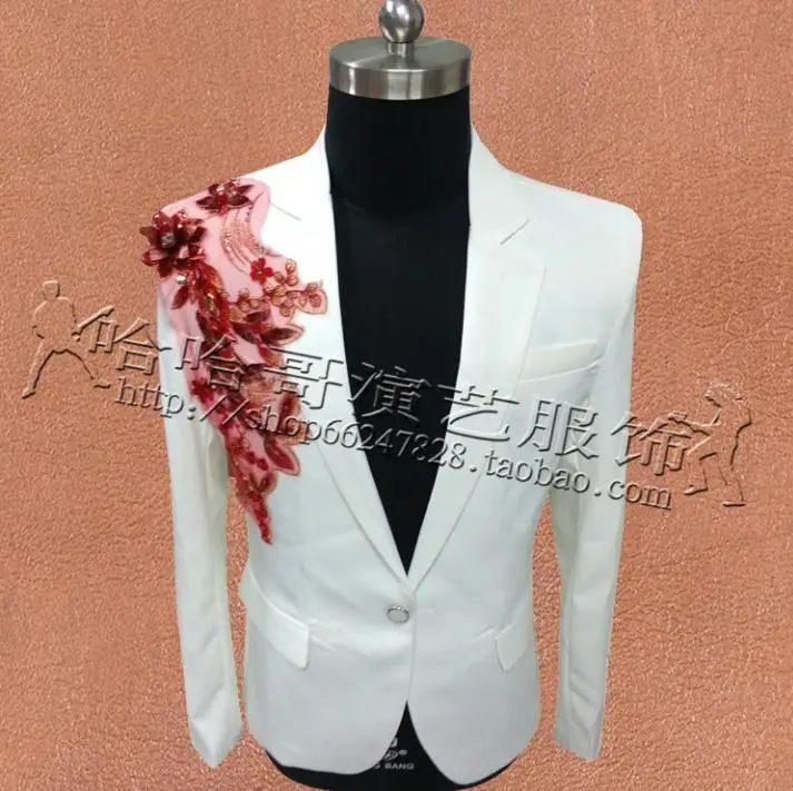 Wit borduren jassen mannen suits ontwerpen podium kostuums voor zangers mannen pailletten blazer dans kleding ster stijl jurk punk Wit borduren jassen mannen suits ontwerpen podium kostuums voor zangers mannen pailletten blazer dans kleding ster stijl jurk punk