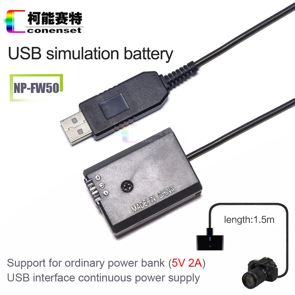 

5V USB Dummy Battery External Power Supply Adapter for Sony DLSR A33 BC-VM1 RX10 RX10II RX10M2  SLT-A37/M SLT-A33L/Y SLT-A35