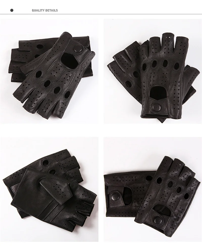 Новейшие высококачественные перчатки из натуральной кожи с полупальцами мужские тонкие перчатки из овчины без пальцев для вождения M046P-5