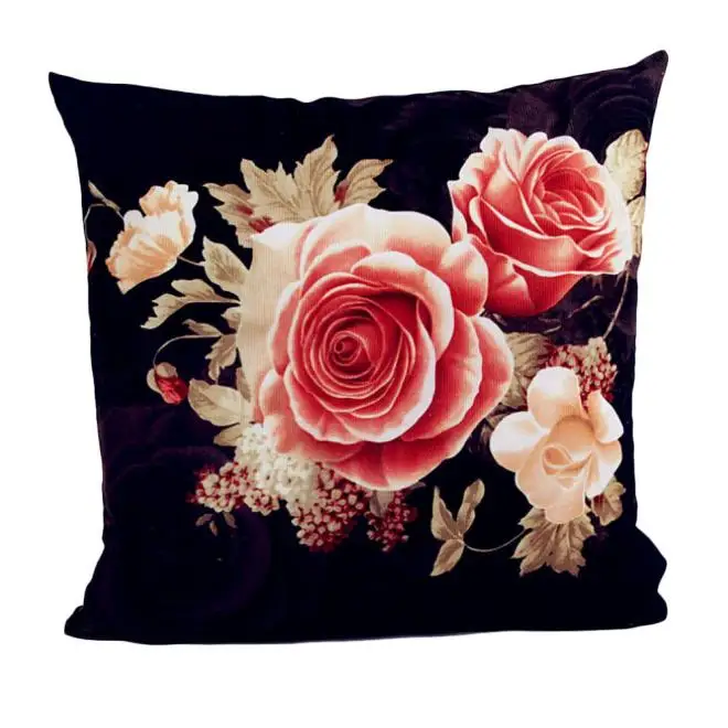 

Rose Cushion Cover Printing Dyeing Peony Sofa Bed Home Decor Pillow Case Flower Cushion Cover Decorative Pillows Cover
