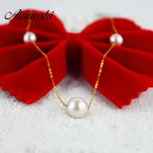 AINUOSHI 18K желтое золото натуральный культивированный пресноводный жемчуг колье ожерелье AAAAA жемчужное ожерелье для женщин помолвка