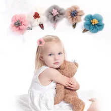 1 шт. Детские край ткани защиты волос BB клип обувь для девочек милые сетчатые цветы Малый шпилька аксессуары для волос G0503