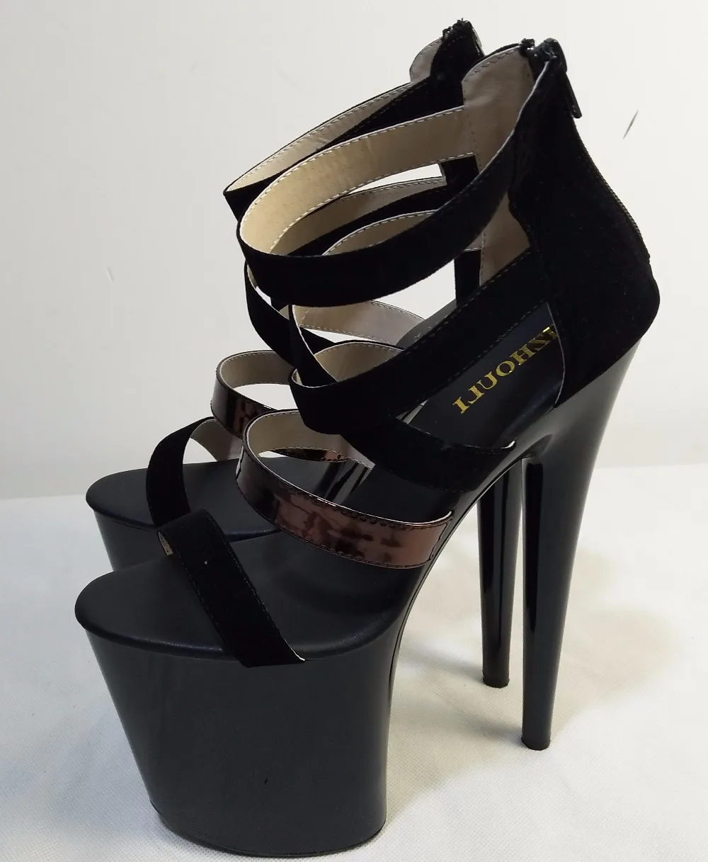Летние босоножки; ультравысокие водонепроницаемые туфли на толстой черной подошве 20 см; Клубная женская обувь