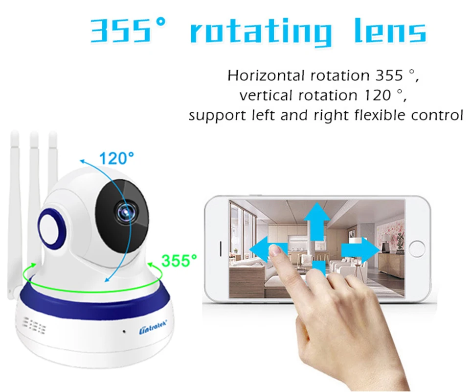 Lintratek Wireless HD 1080P Security IP Camera Wifi Serveillance Mini CCTV Cloud Storage Camera Onvif  Home Wi-fi Baby Monitor